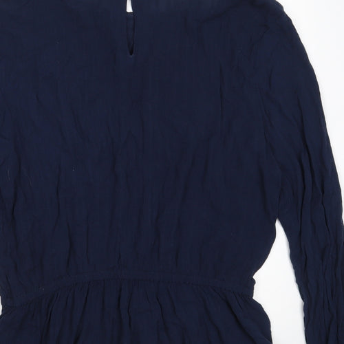 Marks and Spencer Womens Blue  Viscose Basic Blouse Size 12 Boat Neck