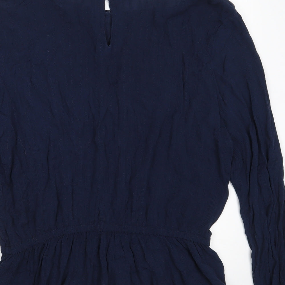 Marks and Spencer Womens Blue  Viscose Basic Blouse Size 12 Boat Neck