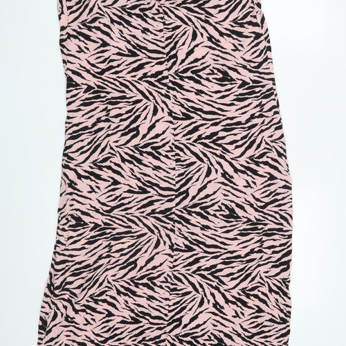 Warehouse Womens Pink Animal Print Viscose A-Line  Size 10  V-Neck