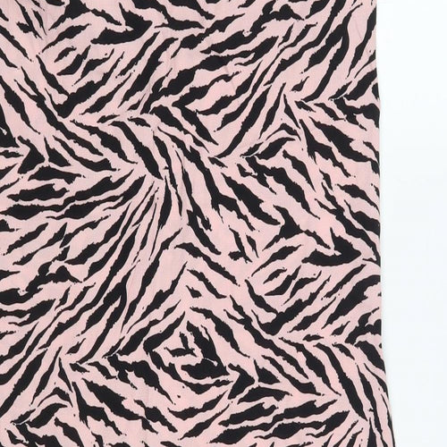 Warehouse Womens Pink Animal Print Viscose A-Line  Size 10  V-Neck