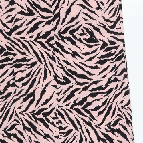 Warehouse Womens Pink Animal Print Viscose A-Line  Size 10  V-Neck