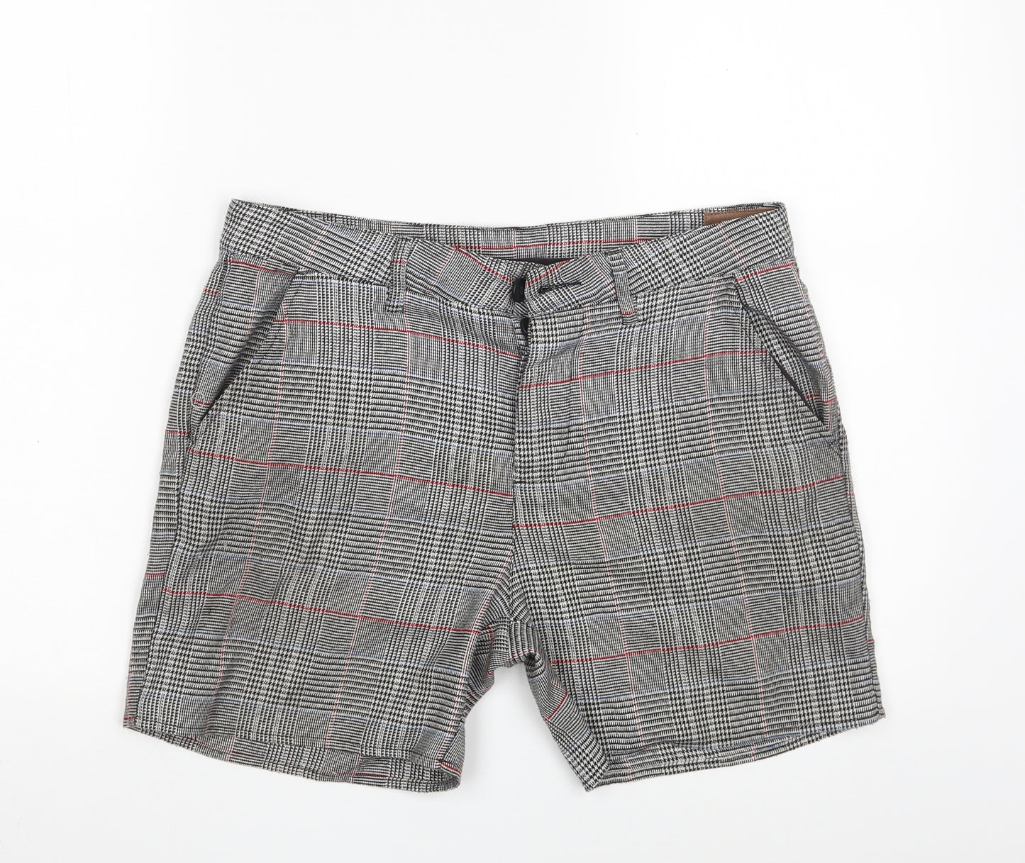 ASOS Womens Grey Houndstooth Polyester Mom Shorts Size 30 in L4 in Regular Button