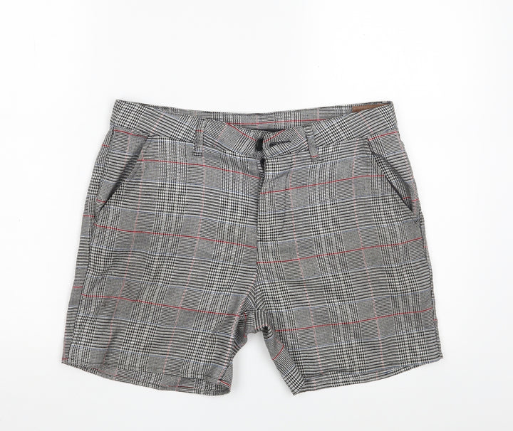 ASOS Womens Grey Houndstooth Polyester Mom Shorts Size 30 in L4 in Regular Button