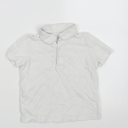 Dunnes Stores Boys White  100% Cotton Pullover Polo Size 3-4 Years Collared Button