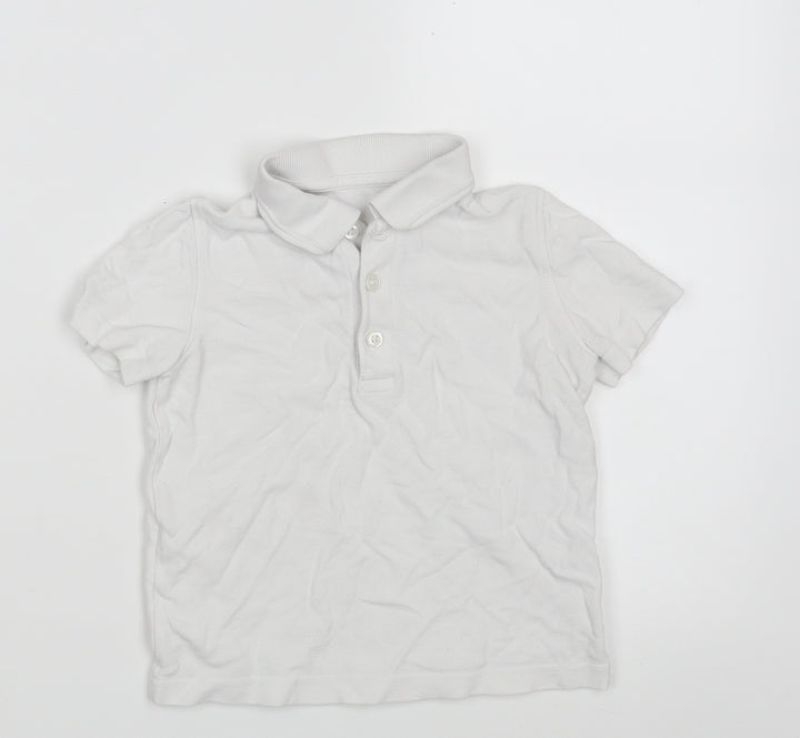 Dunnes Stores Boys White  100% Cotton Pullover Polo Size 3-4 Years Collared Button