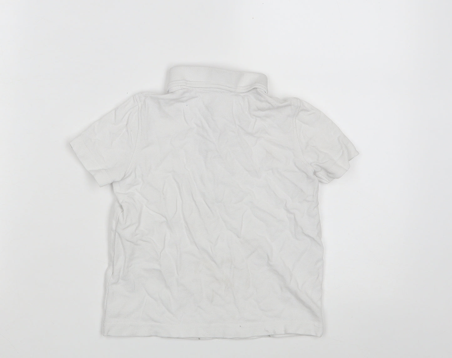 Dunnes Stores Boys White  100% Cotton Pullover Polo Size 3-4 Years Collared Button