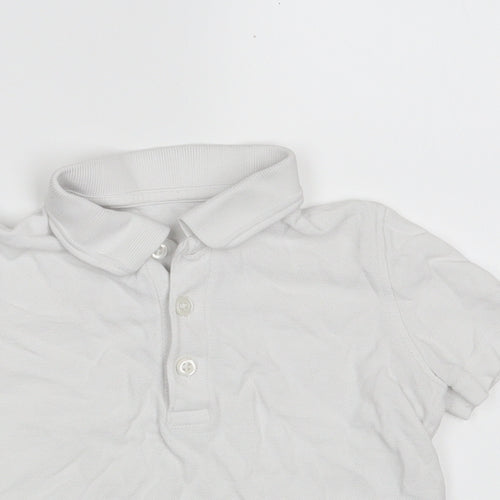 Dunnes Stores Boys White  100% Cotton Pullover Polo Size 3-4 Years Collared Button