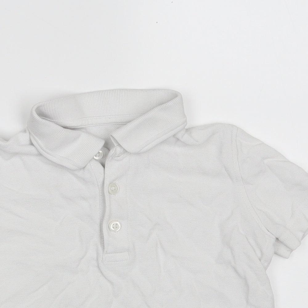 Dunnes Stores Boys White  100% Cotton Pullover Polo Size 3-4 Years Collared Button
