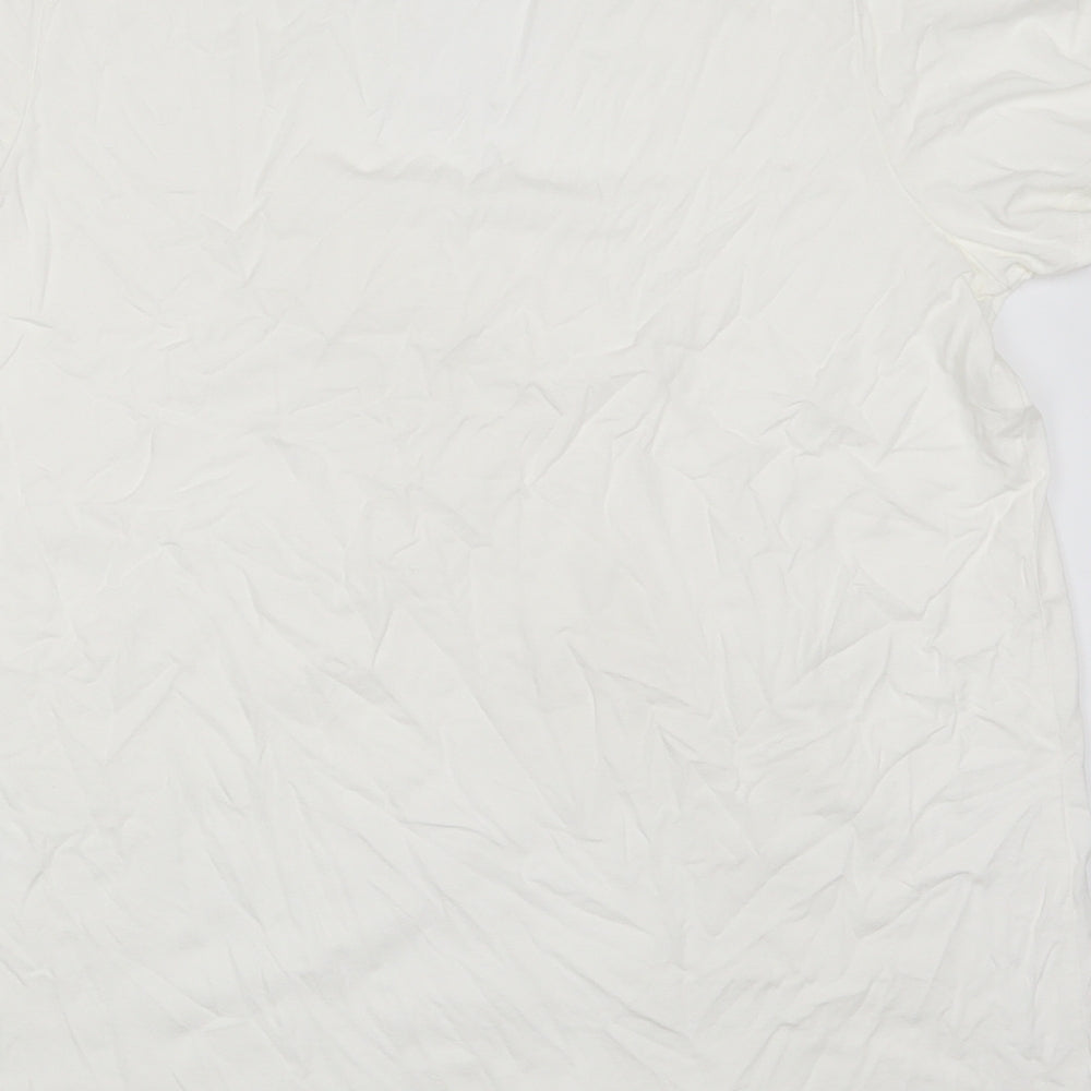 DELMOD Womens White  Viscose Basic T-Shirt Size 16 V-Neck