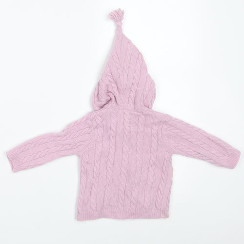 JoJo Maman Bébé Girls Pink  Wool Cardigan Jumper Size 3-6 Months  Button