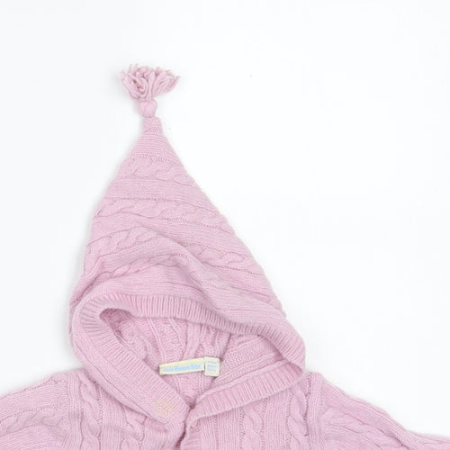 JoJo Maman Bébé Girls Pink  Wool Cardigan Jumper Size 3-6 Months  Button