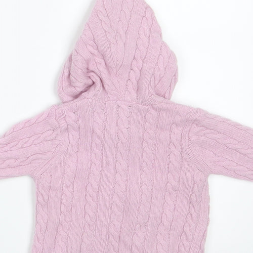 JoJo Maman Bébé Girls Pink  Wool Cardigan Jumper Size 3-6 Months  Button