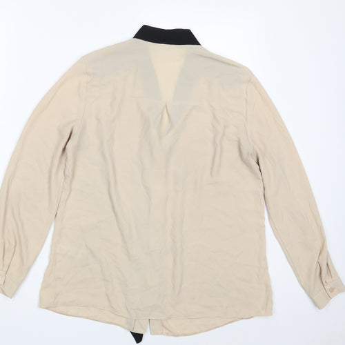 George Womens Beige  Polyester Basic Button-Up Size 12 V-Neck - Size 12-14