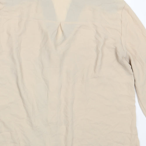 George Womens Beige  Polyester Basic Button-Up Size 12 V-Neck - Size 12-14