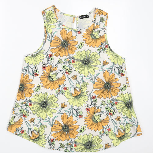 Exhibit Womens Multicoloured Floral Polyester Basic Blouse Size 12 Boat Neck