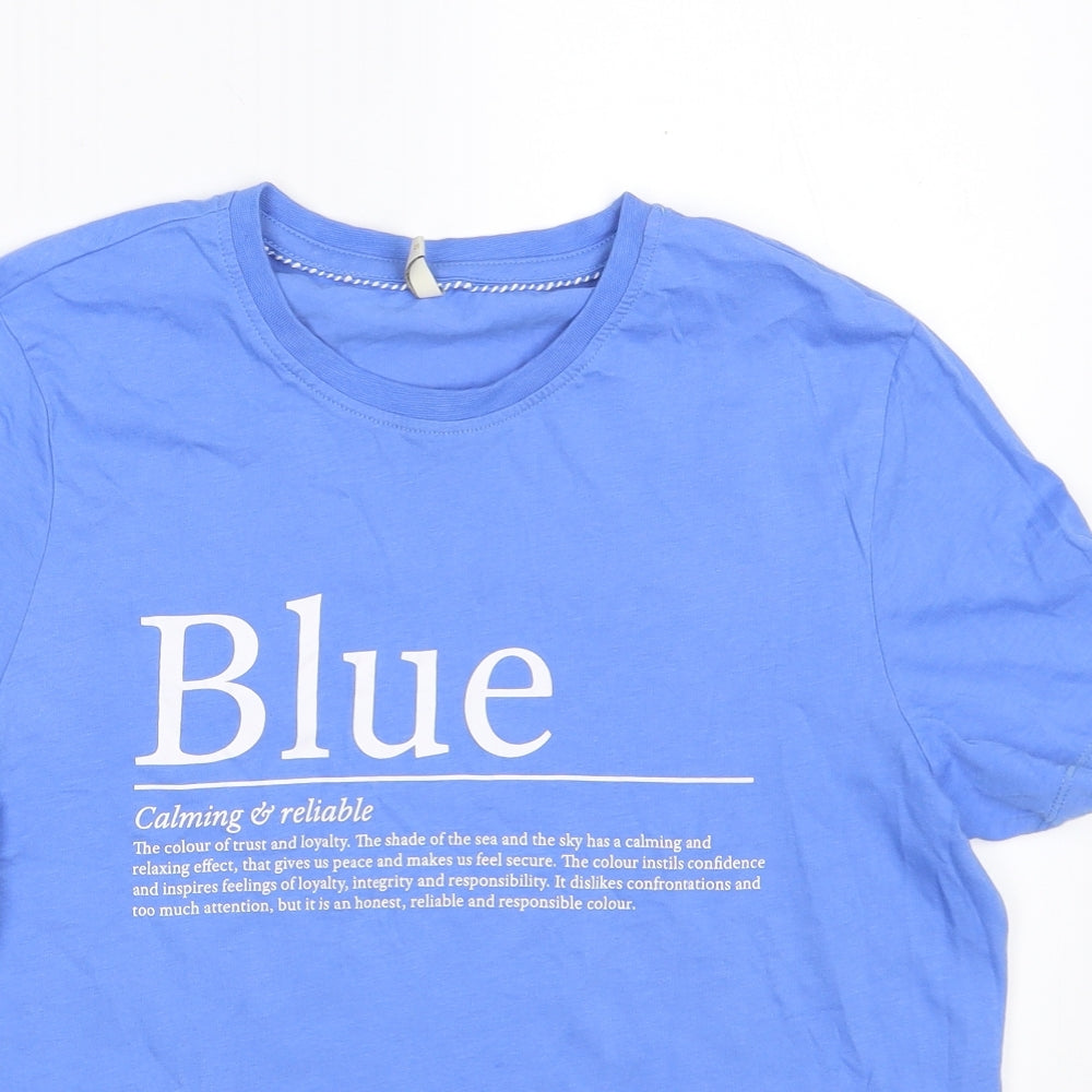 Only Womens Blue  100% Cotton Basic T-Shirt Size S Round Neck - Blue