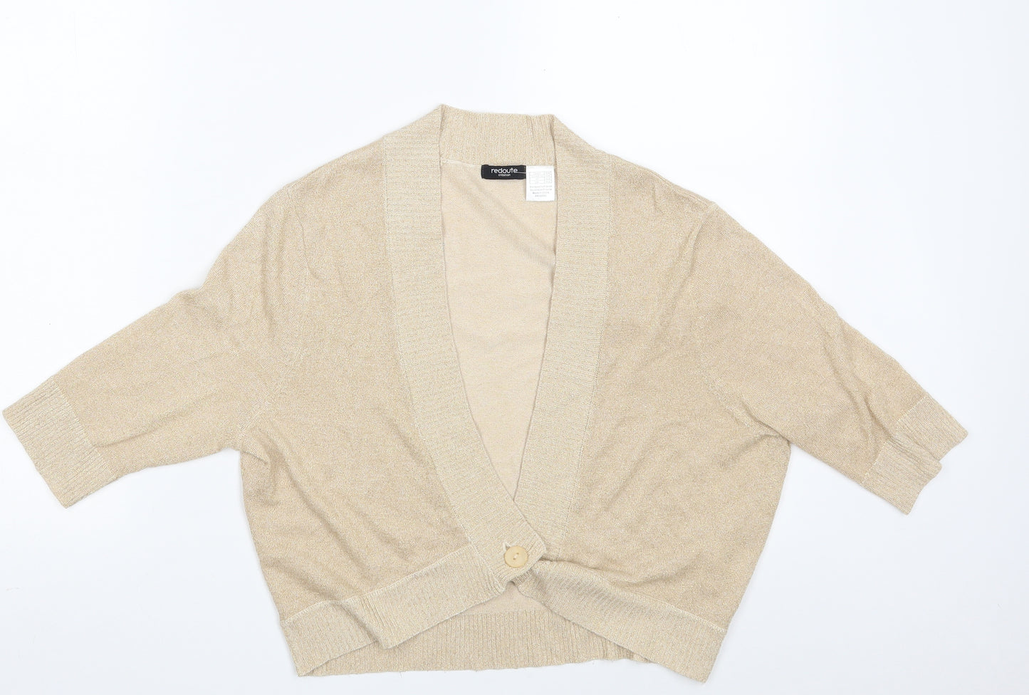 Redoute Womens Gold V-Neck  Viscose Cardigan Jumper Size 16