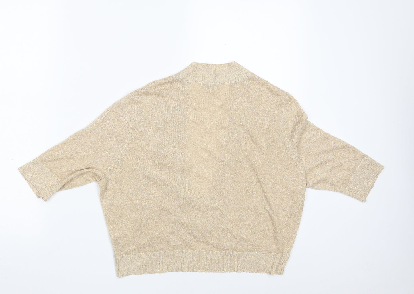 Redoute Womens Gold V-Neck  Viscose Cardigan Jumper Size 16