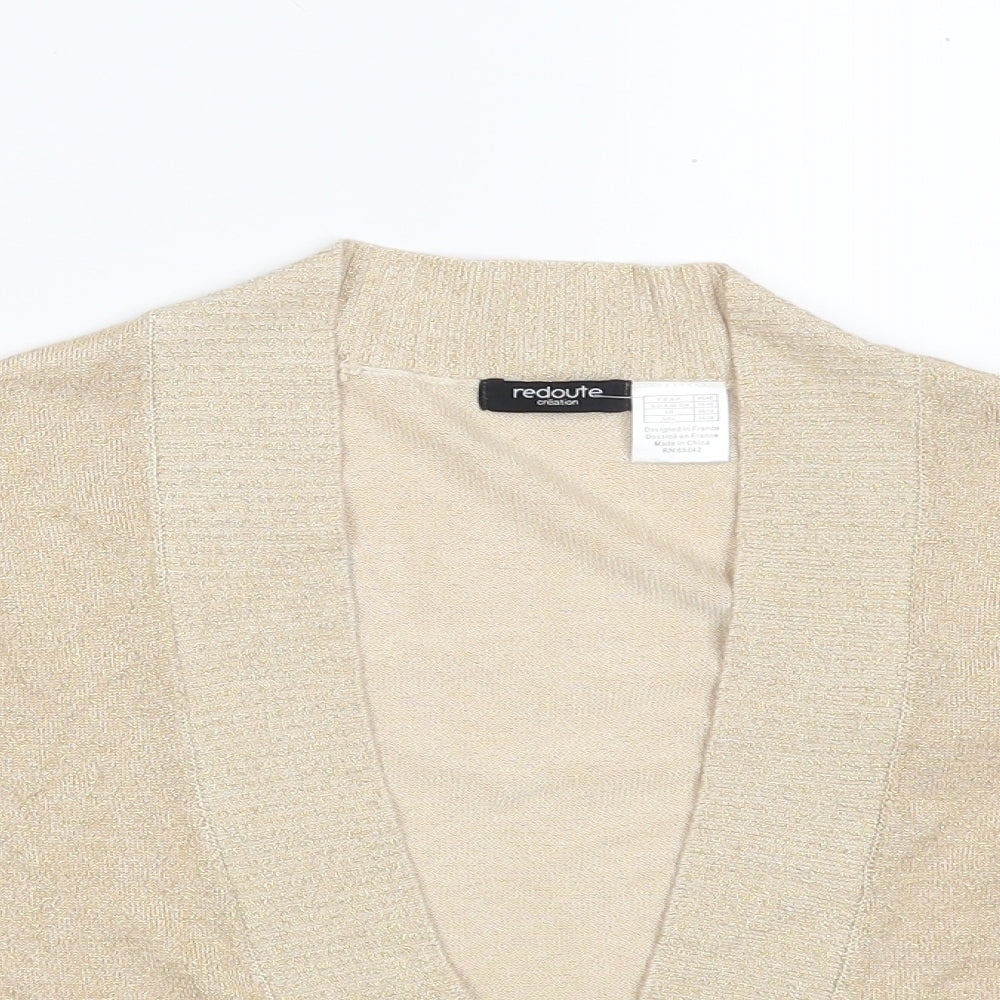 Redoute Womens Gold V-Neck  Viscose Cardigan Jumper Size 16