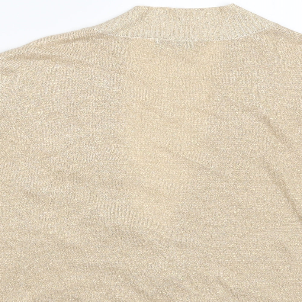 Redoute Womens Gold V-Neck  Viscose Cardigan Jumper Size 16