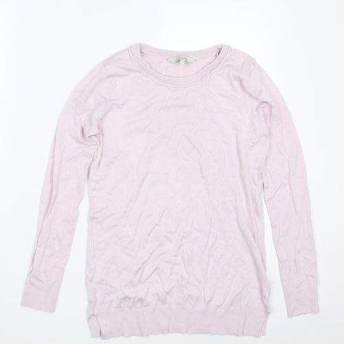 Peacocks Womens Pink Round Neck  Viscose Pullover Jumper Size 8