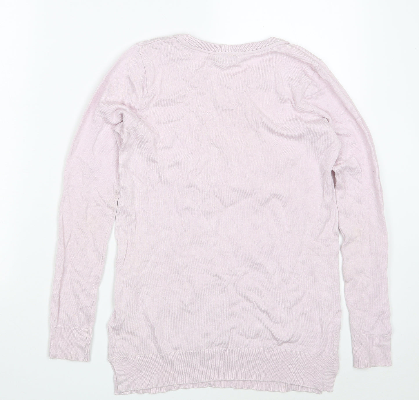 Peacocks Womens Pink Round Neck  Viscose Pullover Jumper Size 8