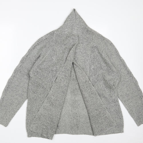 Bonmarché Womens Grey V-Neck  Acrylic Wrap Jumper Size M