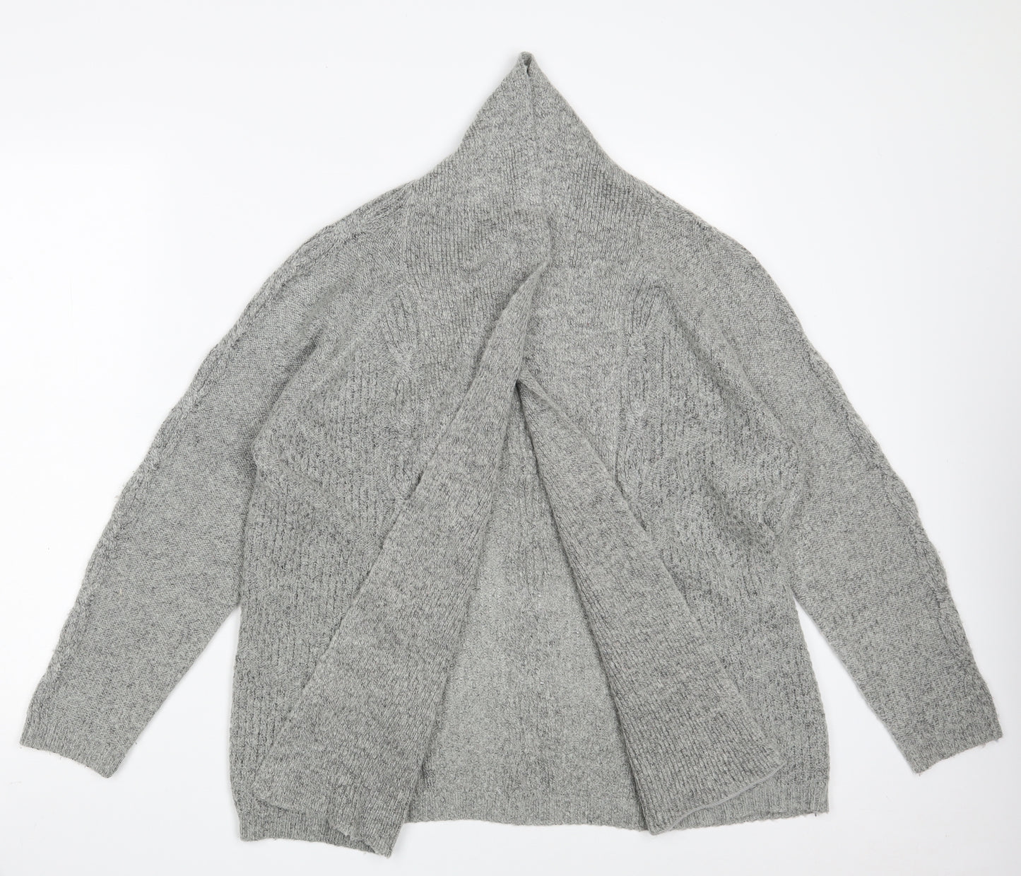 Bonmarché Womens Grey V-Neck  Acrylic Wrap Jumper Size M