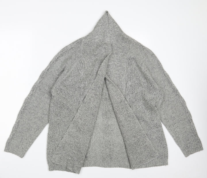 Bonmarché Womens Grey V-Neck  Acrylic Wrap Jumper Size M