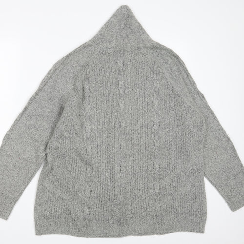 Bonmarché Womens Grey V-Neck  Acrylic Wrap Jumper Size M