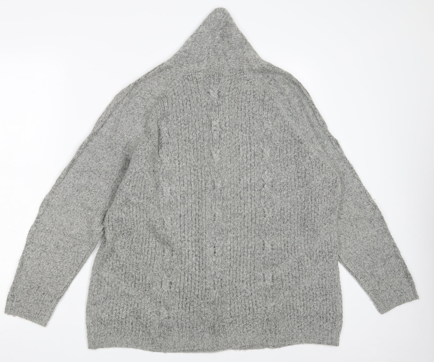 Bonmarché Womens Grey V-Neck  Acrylic Wrap Jumper Size M