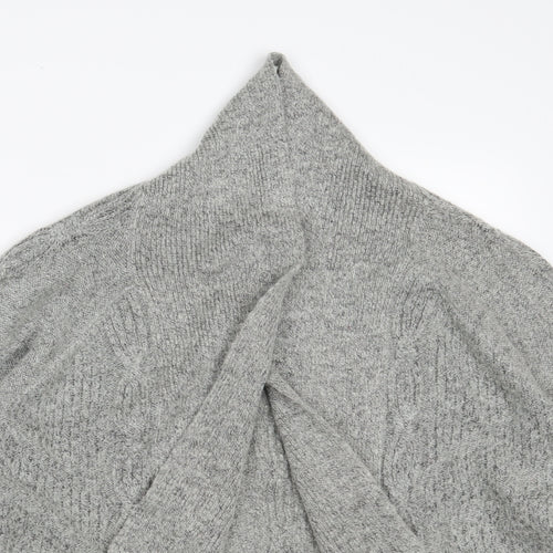Bonmarché Womens Grey V-Neck  Acrylic Wrap Jumper Size M