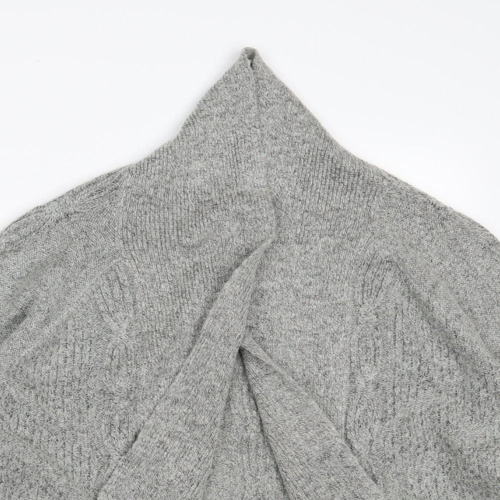 Bonmarché Womens Grey V-Neck  Acrylic Wrap Jumper Size M