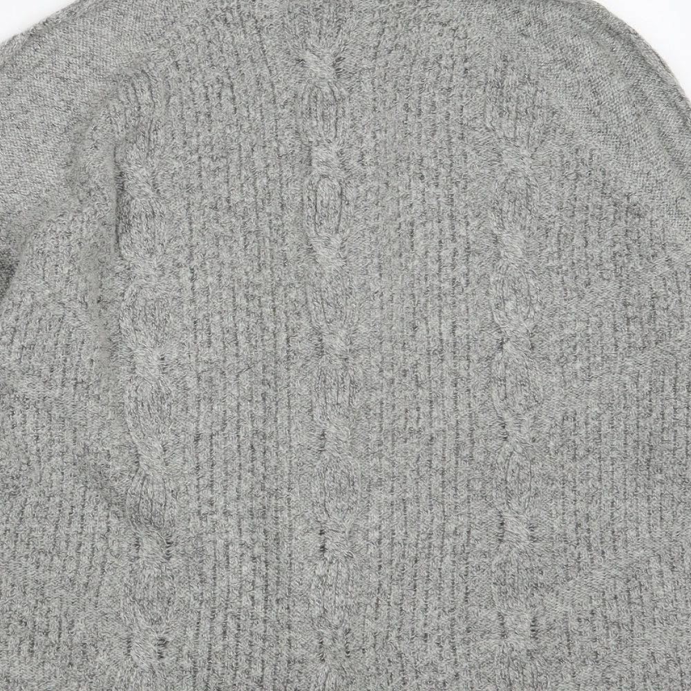 Bonmarché Womens Grey V-Neck  Acrylic Wrap Jumper Size M