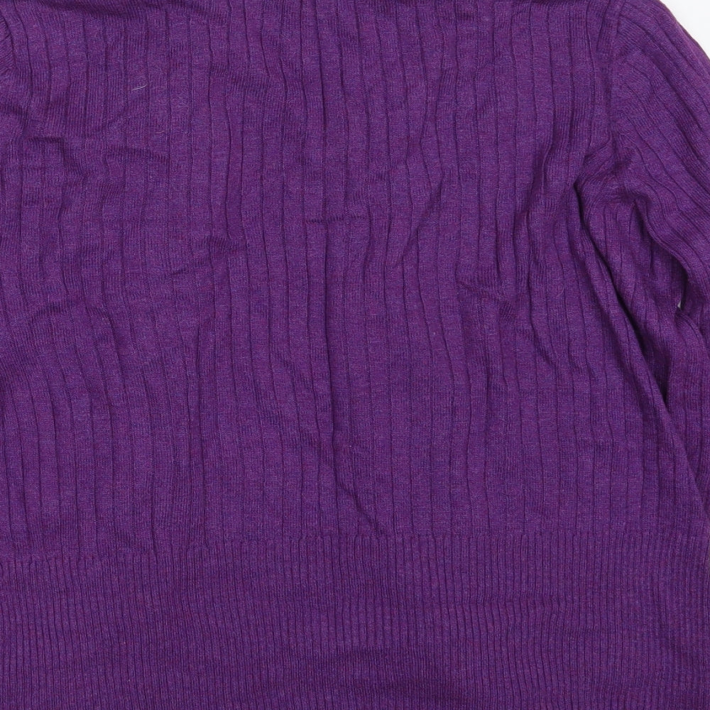 Marks and Spencer Womens Purple V-Neck  Viscose Wrap Jumper Size 14