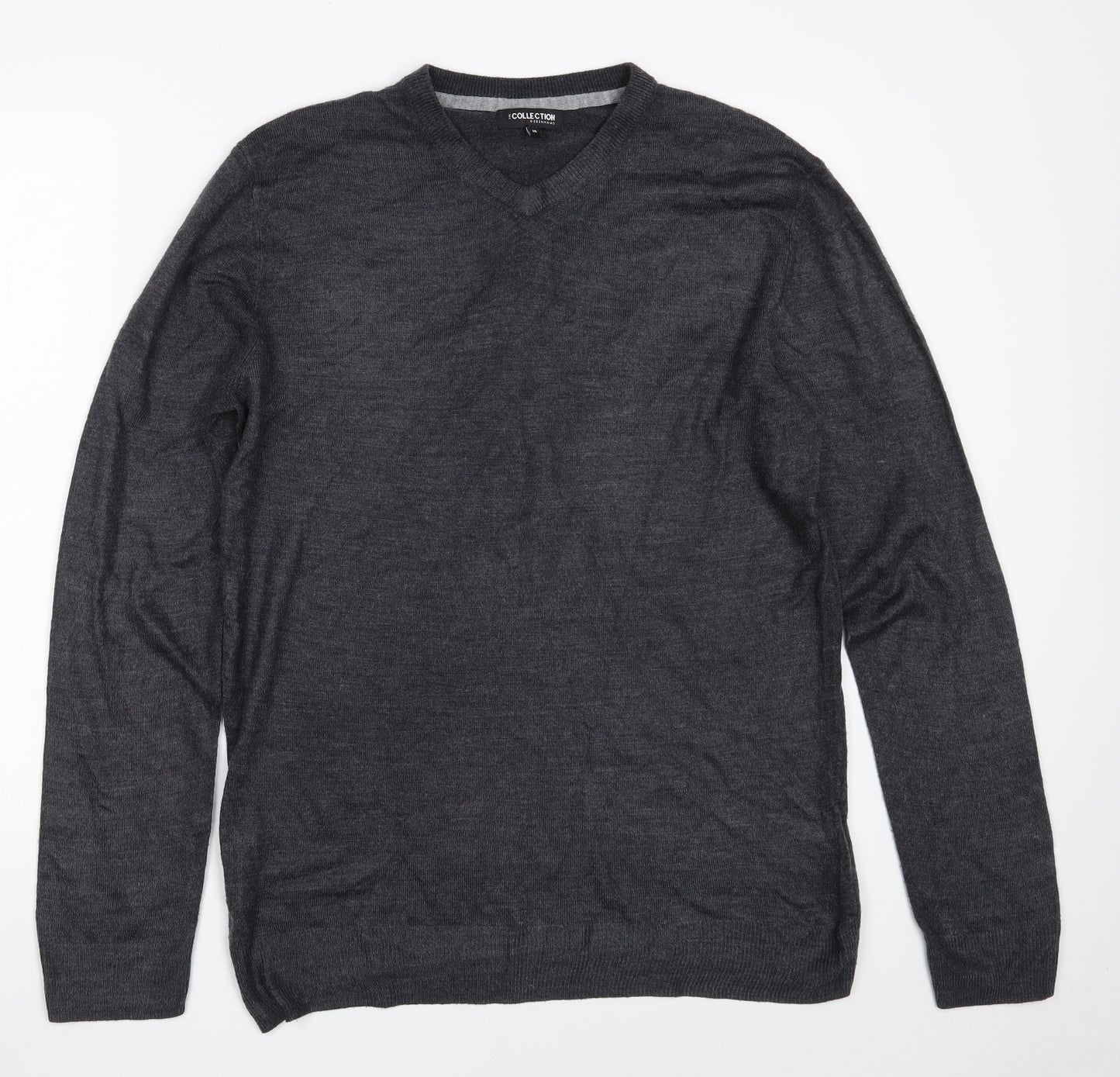 Debenhams Mens Grey V-Neck  Acrylic Pullover Jumper Size M