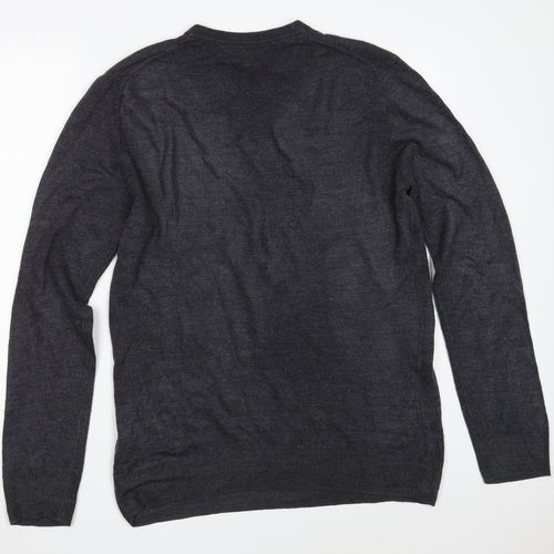 Debenhams Mens Grey V-Neck  Acrylic Pullover Jumper Size M