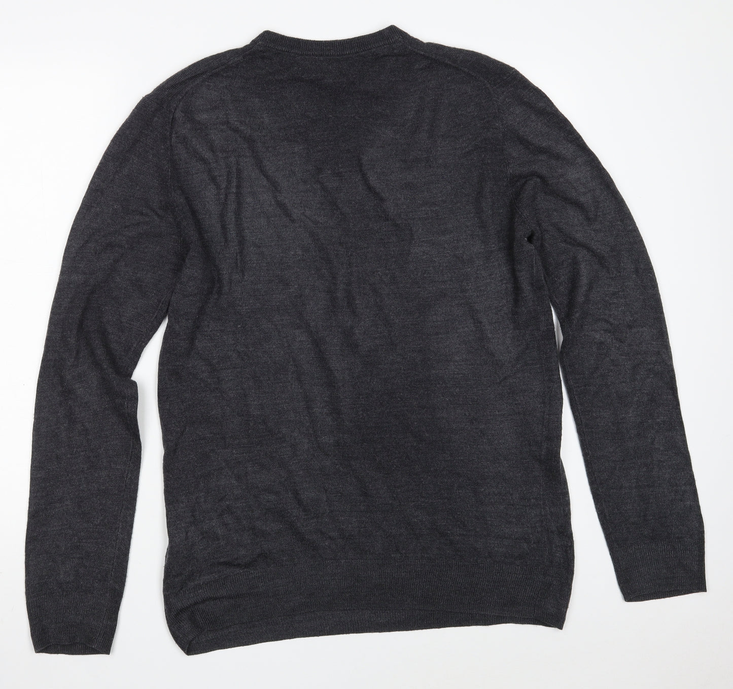 Debenhams Mens Grey V-Neck  Acrylic Pullover Jumper Size M