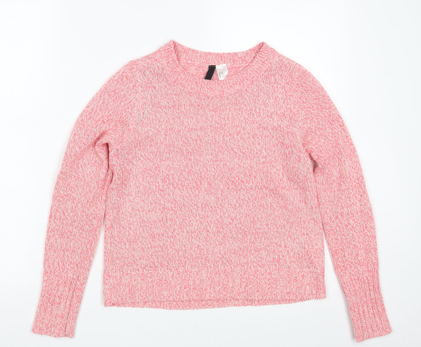 H&M Womens Pink Round Neck  Acrylic Pullover Jumper Size XS