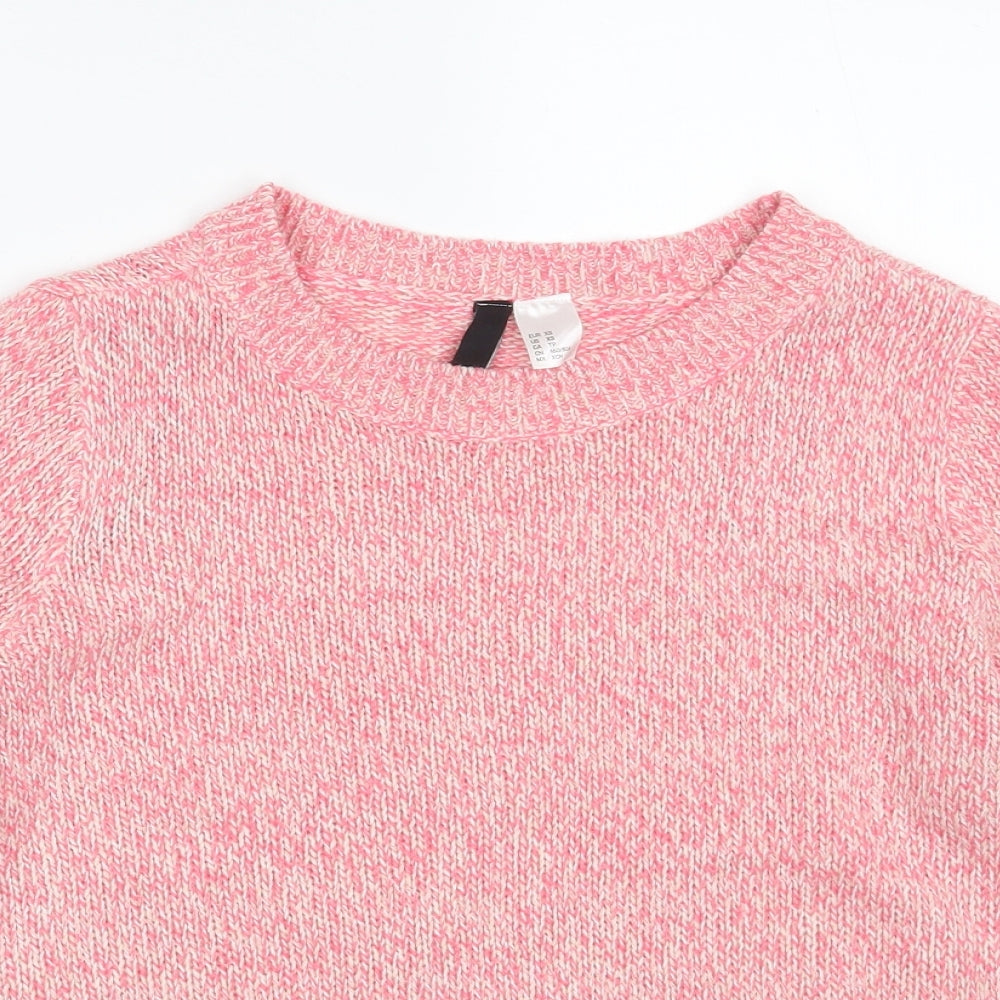 H&M Womens Pink Round Neck  Acrylic Pullover Jumper Size XS