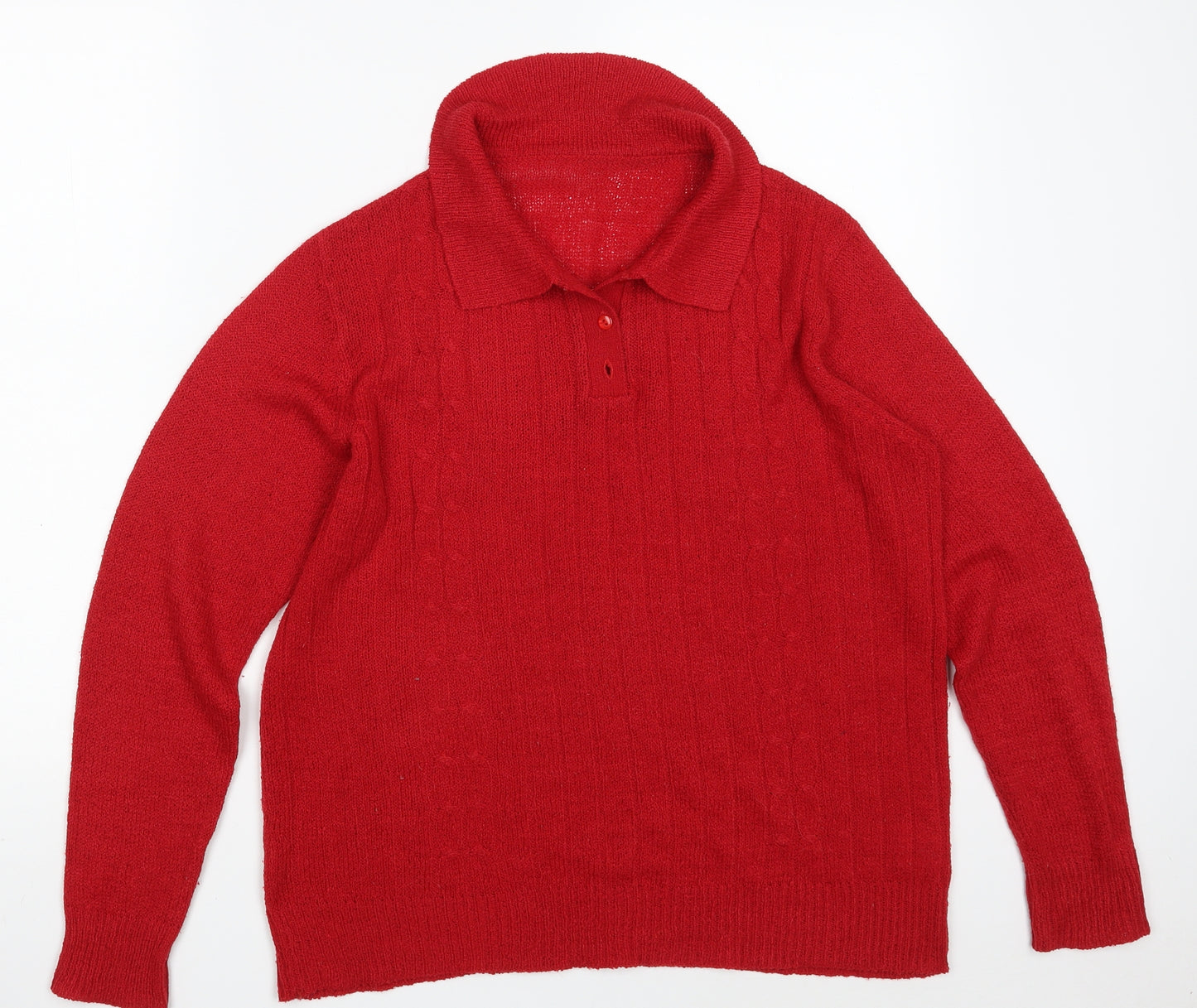 Classics Womens Red Collared  Acrylic Pullover Jumper Size 12