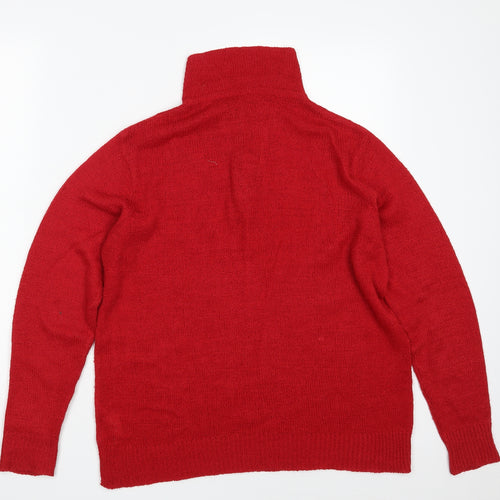 Classics Womens Red Collared  Acrylic Pullover Jumper Size 12