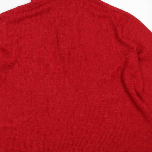 Classics Womens Red Collared  Acrylic Pullover Jumper Size 12