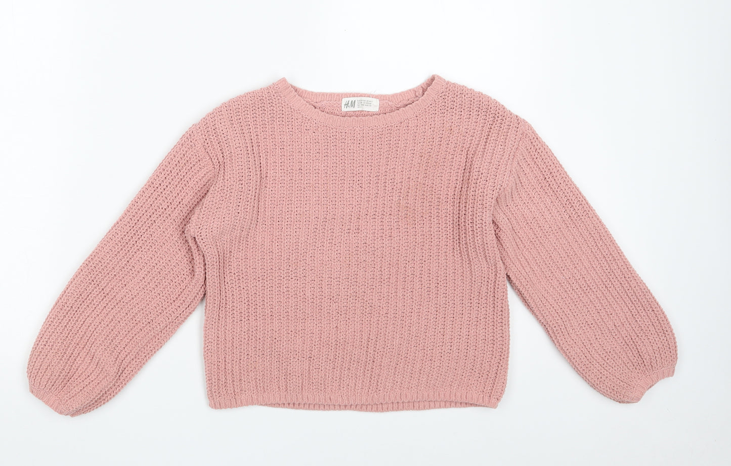 H&M Girls Pink Round Neck  Polyester Pullover Jumper Size 6-7 Years