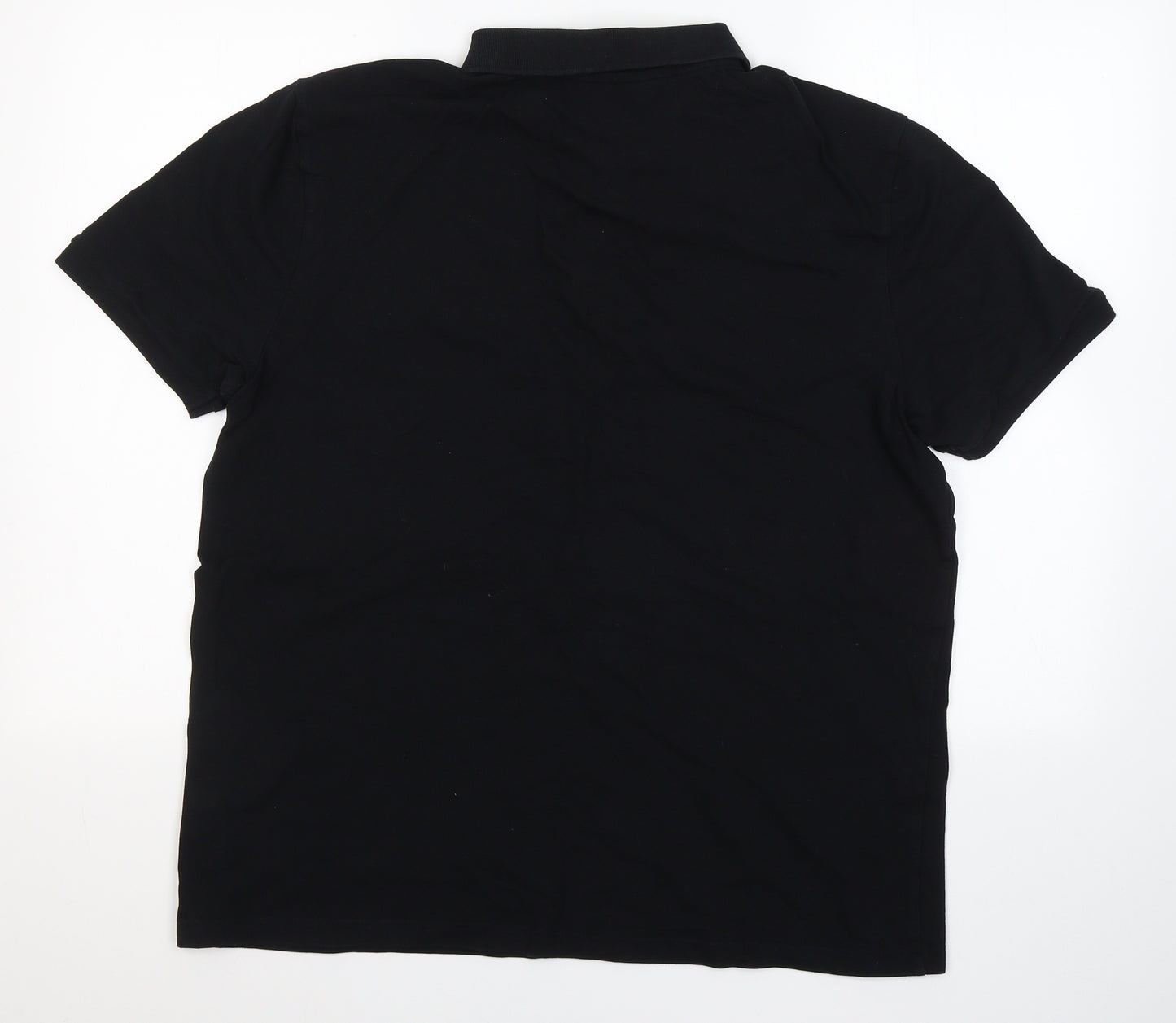 F&F Mens Black  Cotton  Polo Size XL Collared Button