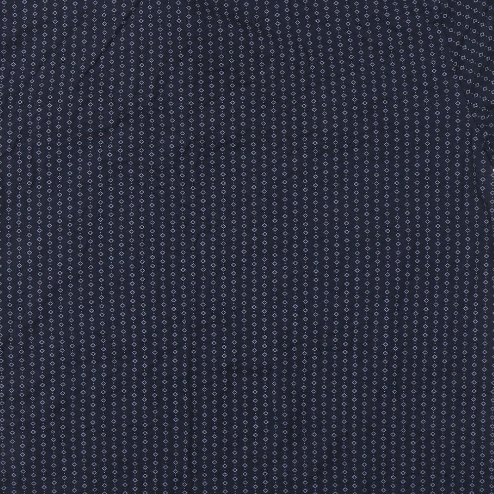 Easy Mens Blue Geometric 100% Cotton  Polo Size XL Collared Button
