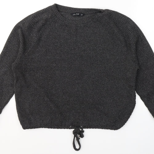 F&F Womens Grey Round Neck  Polyester Pullover Jumper Size 12
