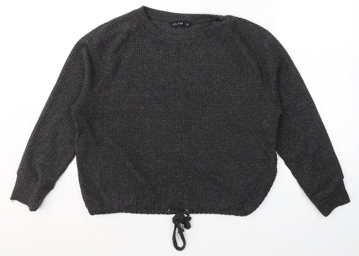 F&F Womens Grey Round Neck  Polyester Pullover Jumper Size 12