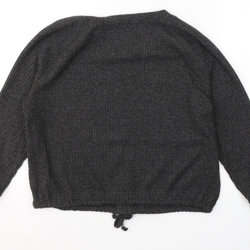 F&F Womens Grey Round Neck  Polyester Pullover Jumper Size 12