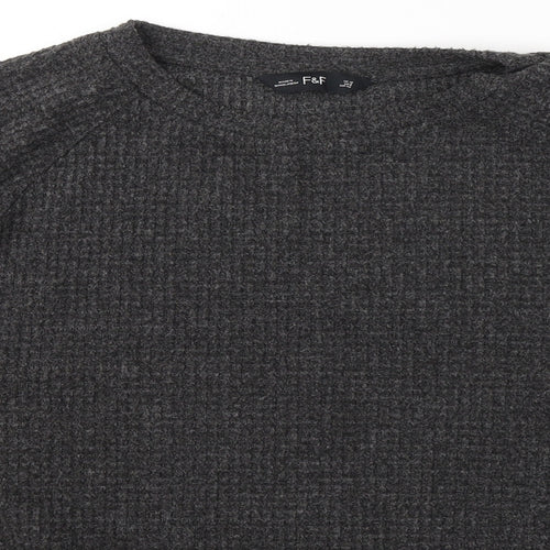 F&F Womens Grey Round Neck  Polyester Pullover Jumper Size 12